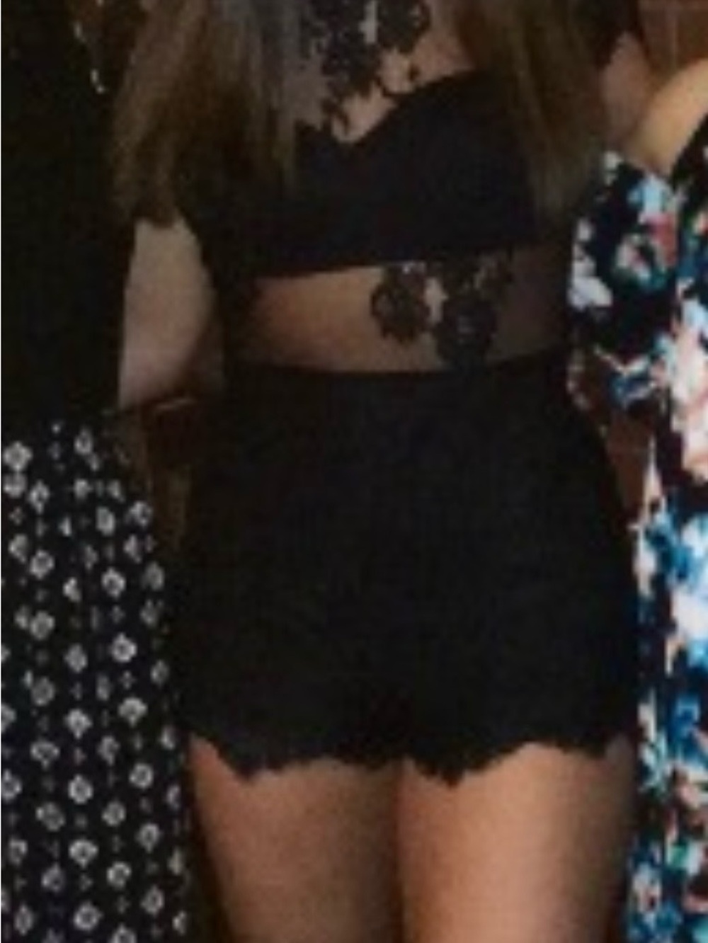 bebe Black Lace Mesh Romper